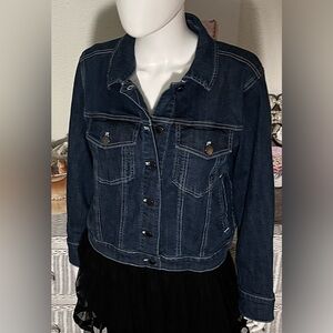 Universal Standard Plus Size Denim Jacket Dark Blue Cotton Wash Size 14